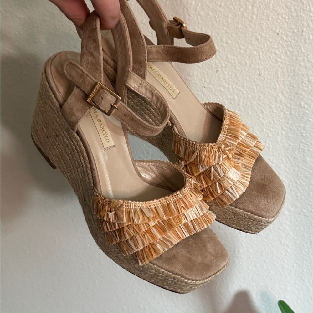 Paloma Barcelo Raffia Espadrille Wedges 39 - Picture 8 of 9